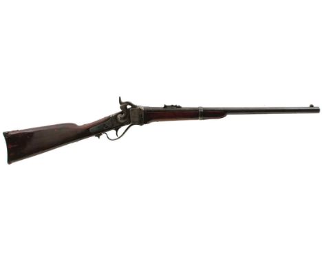 AN AMERICAN .56 CALIBRE SHARPS CARBINE, 22inch sighted barrel fitted with rear ladder sights, the back action lock stamped wi