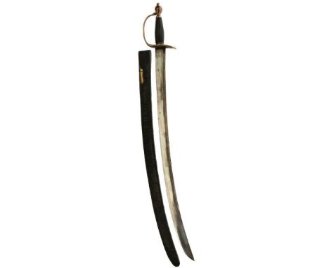 A LATE 18TH CENTURY ROYAL NAVAL OR MARINE OFFICER'S FIGHTING SWORD, 72.75cm curved fullered blade characteristic Tutenag slot