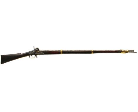 A 13-BORE RUSSIAN MODEL 1844 PERCUSSION SERVICE MUSKET, 41.5inch sighted barrel, stepped and bevelled lock converted from fli