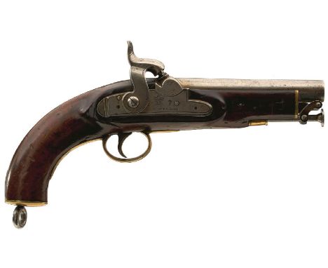 A .577 CALIBRE PERCUSSION SHORT SEA SERVICE PISTOL, 6inch barrel with various Ordnance stamps at the breech, border engraved 