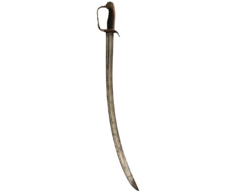 AN 1803 PATTERN INFANTRY OFFICER'S SWORD, 76cm curved blade etched with scrolling foliage and flowerheads, crowned Royal Arms