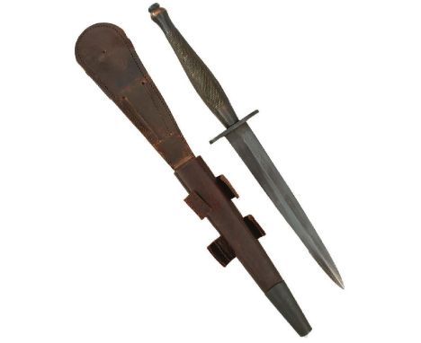 A SECOND PATTERN FAIRBAIRN-SYKES COMMANDO KNIFE OR DAGGER, 17cm flattened diamond section blade retaining most of its origina