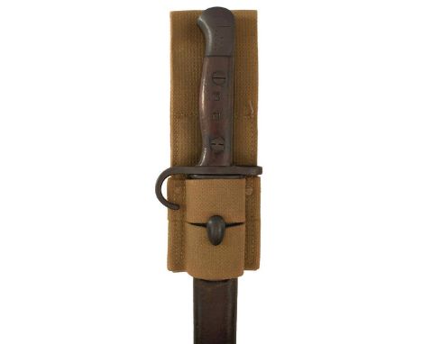 A RARE 1907 PATTERN HOOKED QUILLON BAYONET BY WILKINSON, various Ordnance stamps to either side of the forte, the two-piece w