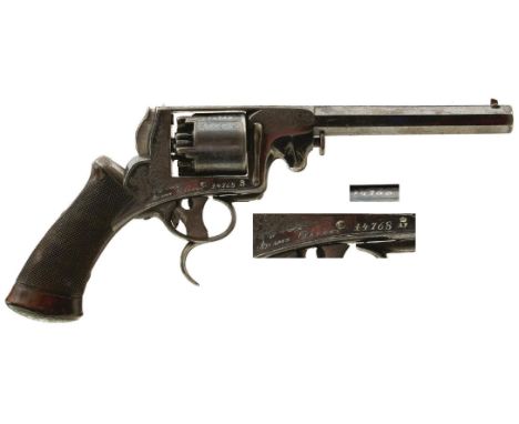 A 54-BORE FIVE-SHOT PERCUSSION THIRD MODEL DOUBLE TRIGGER TRANTER BY FRANCOTTE, 6.5inch sighted octagonal blued barrel engrav