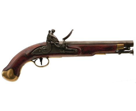A .577 CALIBRE WILLIAM IV FLINTLOCK SEA SERVICE PISTOL, 9inch barrel, border engraved lock stamped with a crown over WR, full