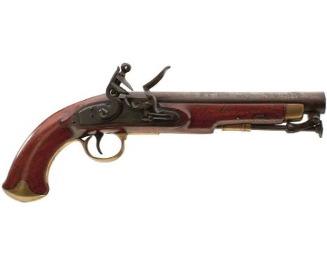 A SCARCE IRISH CONSTABULARY FLINTLOCK PISTOL BY RIGBY OF DUBLIN, .650 calibre 9inch barrel stamped W &amp; J RIGBY DUBLIN L-Y