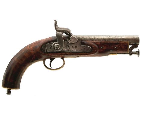 A .577 CALIBRE PERCUSSION SEA SERVICE OR LAND TRANSPORT PISTOL, 6inch barrel with multiple Ordnance stamps at the breech, bor