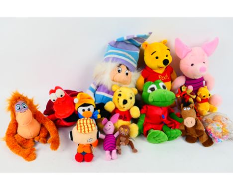 Plush Toys - Winnie the Pooh - Piglet - Sebastien - King Louis - Lahti. A selection of Fifteen bears in varying sizes, 8cm lo