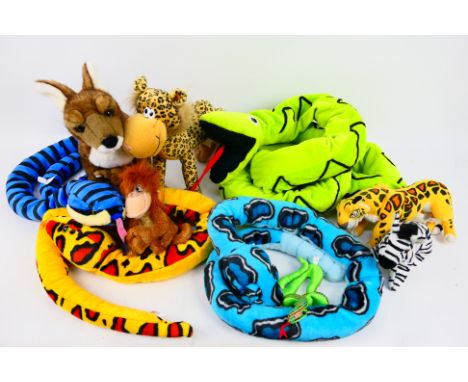 Plush Toys - Snakes - Ape - Zebra - Kangaroo and Joey - Disney - K & M International. A selection of Ten bears in varying siz