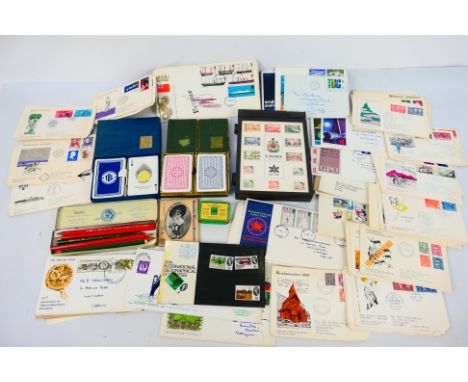 Philately - A small quantity of stamps, first day covers (GB and Norwegian), vintage playing cards and other. [W]