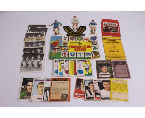 Football Cards, A collection of A&BC football cards, check lists etc. Also 1960s Football army sew on patch, Subbuteo fixture