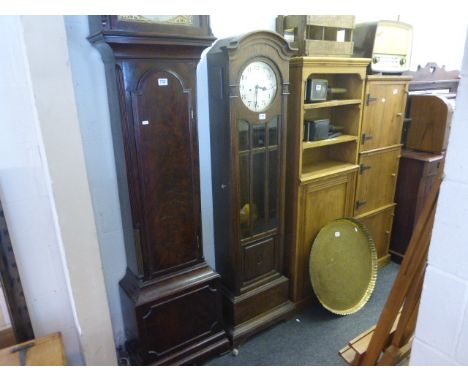 Early 20th century Oak Domed Top Longcase Clock with Silvered Face