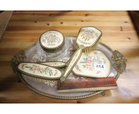 Vintage dressing table set with tray