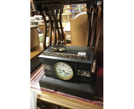 Victorian slate & marble mantle clock with striking movement