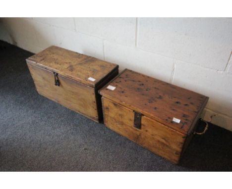 Two vintage pine tack boxes