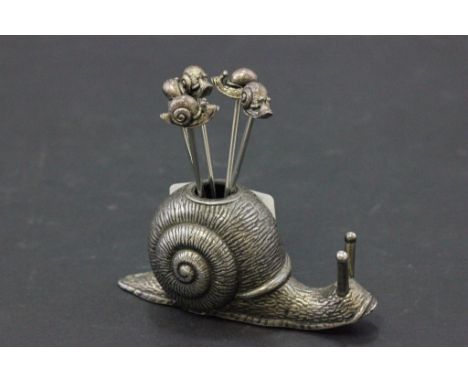 Novelty Cocktail Stick Holder and Cocktail Sticks in the form of Snails