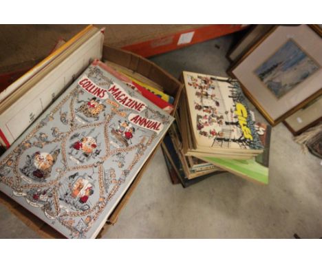 Collection of vintage Giles books and a box of vintage Annuals etc