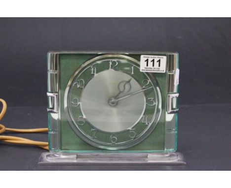 Glass & chrome Art Deco electric clock by Ferranti