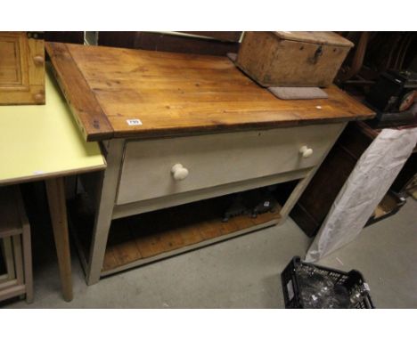 Good pine work table with drawer & under shelf