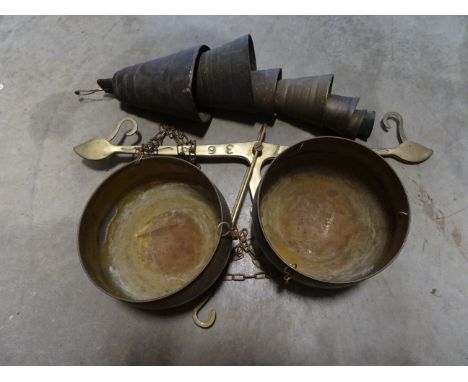 Brass hanging bell set and set brass scales