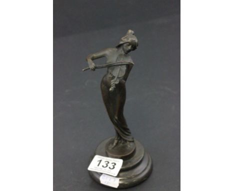 Bronze Art Nouveau style figure of a lady playing violin