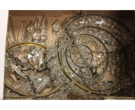 Two vintage chandeliers with crystal drops