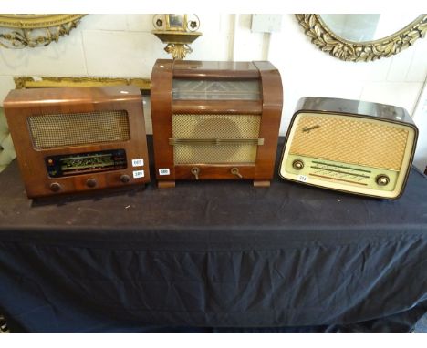 Vintage G & C Walnut Cased Radio,  Pye Radio and Ferguson Bakelite Cased Radio