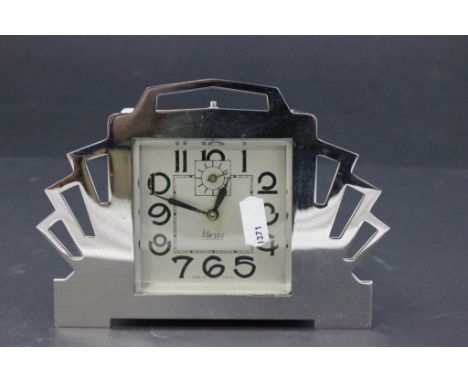 Art Deco glass & chrome fronted clock by Blangy