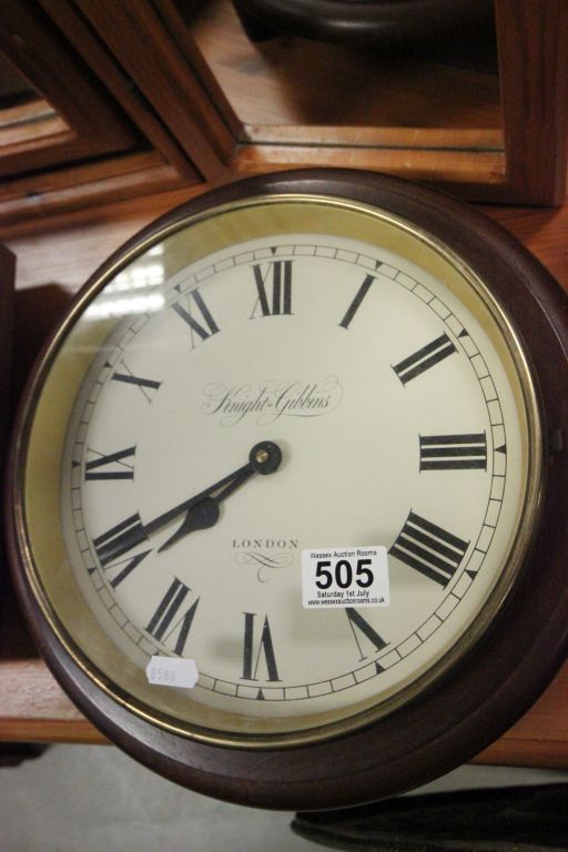 Knight & Gibbins mahogany cased school type wall clock