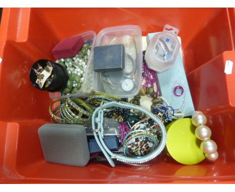 Box of mixed costume jewellery to include watches, cufflinks etc