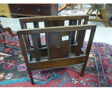 A  1930/40s oak art deco magazine rack .