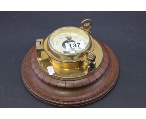 Ship style brass & wooden Barometer by Nauticalia