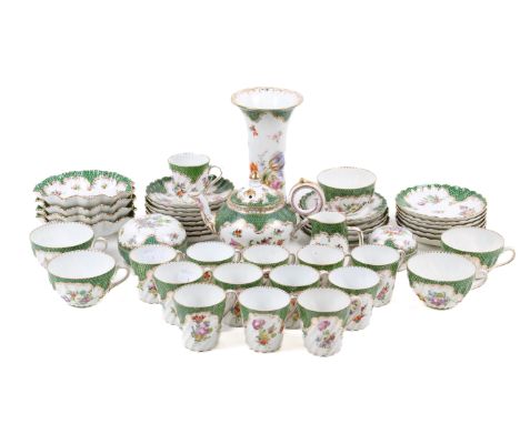 An early 20th century Dresden style porcelain tea set. By Hermann Ohme of Niedersalzbrunn, including a cabaret tea service, l