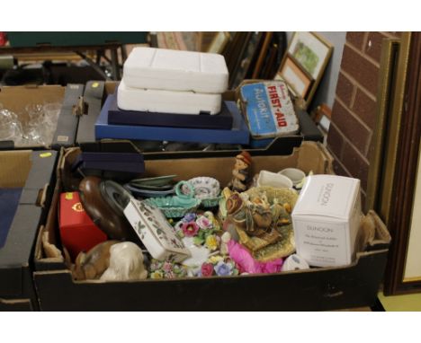 TWO TRAYS OF CERAMICS & ORNAMENTS TO INC SPODE, ROYAL WORCESTER ETC