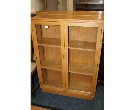 TWO LIGHT OAK GLAZED BOOKCASES WITH SHELVES  (2)