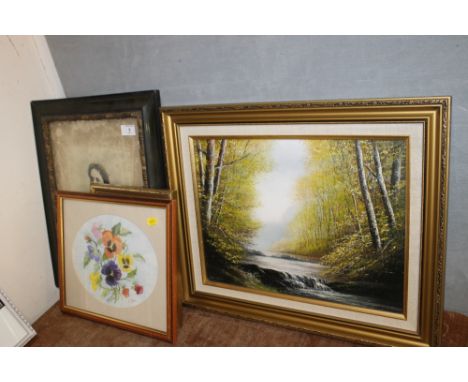 FIVE FRAMED TO INCLUDE A K. JACKSON OIL PAINTING