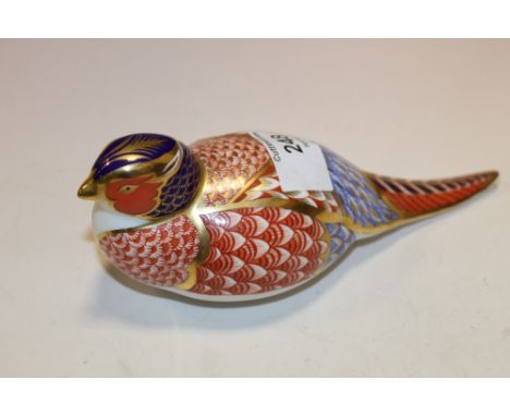 A ROYAL CROWN DERBY PHEASANT PAPERWEIGHT