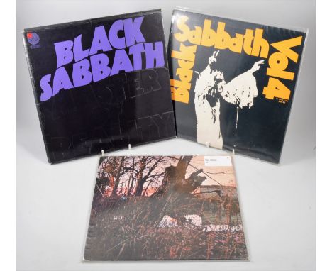 Black Sabbath; Three early and first pressing Vertigo label vinyl record albums, Master of Reality 6360050 matrix 1Y//1 420 2