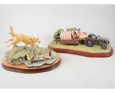 A collection of Border Fine Art sculptures to include a tractor "Cross Dressing" number A6349 (boxed), "Together Again" SOC3 