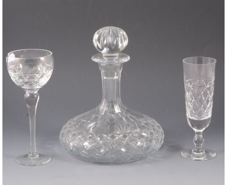 A collection of crystal table glass, seventy pieces in sets of six to include - large and small tumblers, flutes, hock glasse