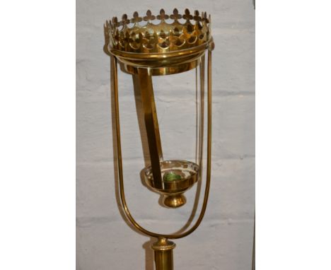 Beech and brass lamplighter's lamp.