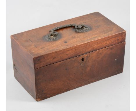 Victorian mahogany caddy box, (a.f.) 31cm; and a oak cased wall aneroid barometer. (2)