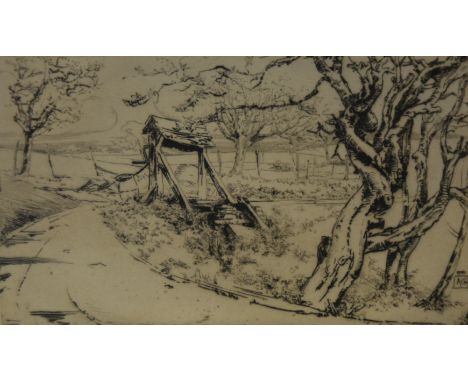 After Ada Galton, The Well, signed and titled, etching, 14cm x 24cm; and another etching by A.W.H. Barnes, together with afte