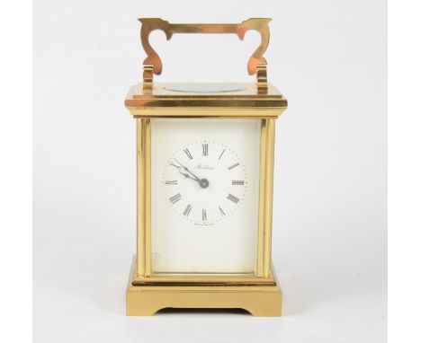 Brass cased carriage clock, the dial signed Robbins, 13cm.