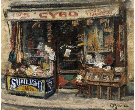 TAKANORI OGUISS (1901-1986)Marchand de couleurs ('Sunlight Savon') signed 'Oguiss' (lower right); signed and inscribed 'March