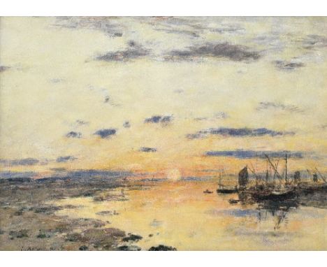EUGÈNE BOUDIN (1824-1898)Marée basse à Étaples, soleil couchant signed and dated 'E. Boudin 80.' (lower left)oil on canvas41 