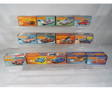 Matchbox Superfast 75 - model motor vehicles comprising model numbers 4, 6, 13, 16, 21, 22, 30, 33, 34, 44, 45, 47 and 52, al