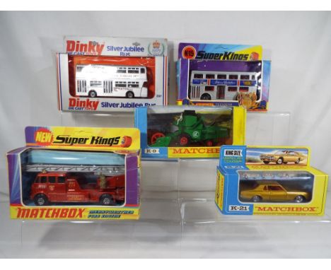 Matchbox and Dinky - five diecast vehicles in original boxes comprising a Dinky Silver Jubilee bus #297, Matchbox K9, K15 x 2