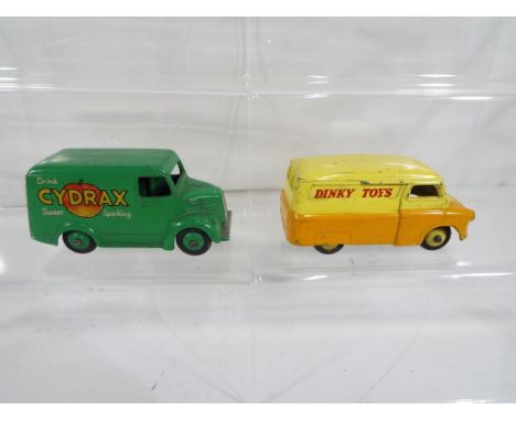 Dinky - two early diecast model vans comprising Trojan Cydrax, green body and ridged hubs (excellenet) and Bedford Dinky, yel