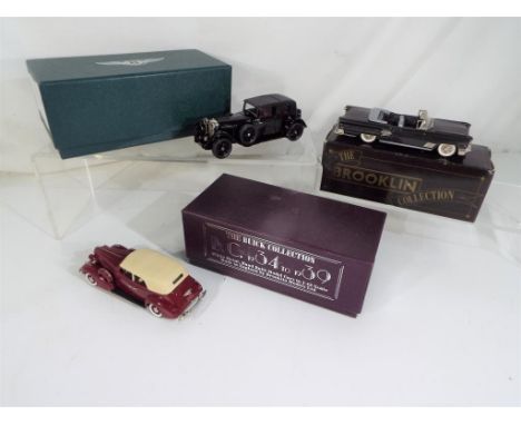 Brooklin Models - three hand-built metal diecast 1:43 scale models by Brooklin Models Ltd comprising 1937 Buick Special 5-pas